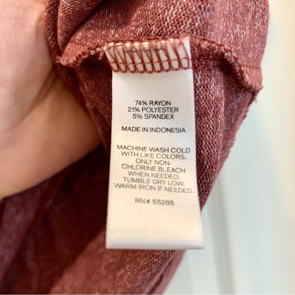 Dusty Rose Pink Soft Knit Ruffle Short Sleeves Tee T-Shirt Top - Picture 5 of 5